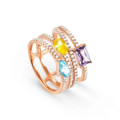 COLOUR WAVE RING WITH COLOURED STONES