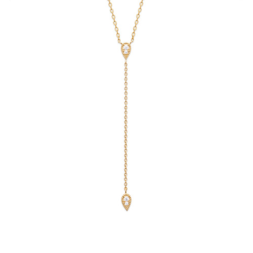 DOUBLE ZIRCONIA TEARDROP NECKLACE