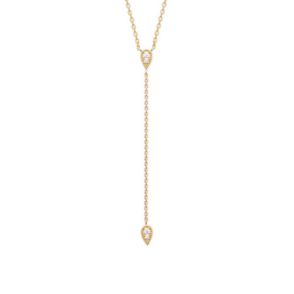 DOUBLE ZIRCONIA TEARDROP NECKLACE