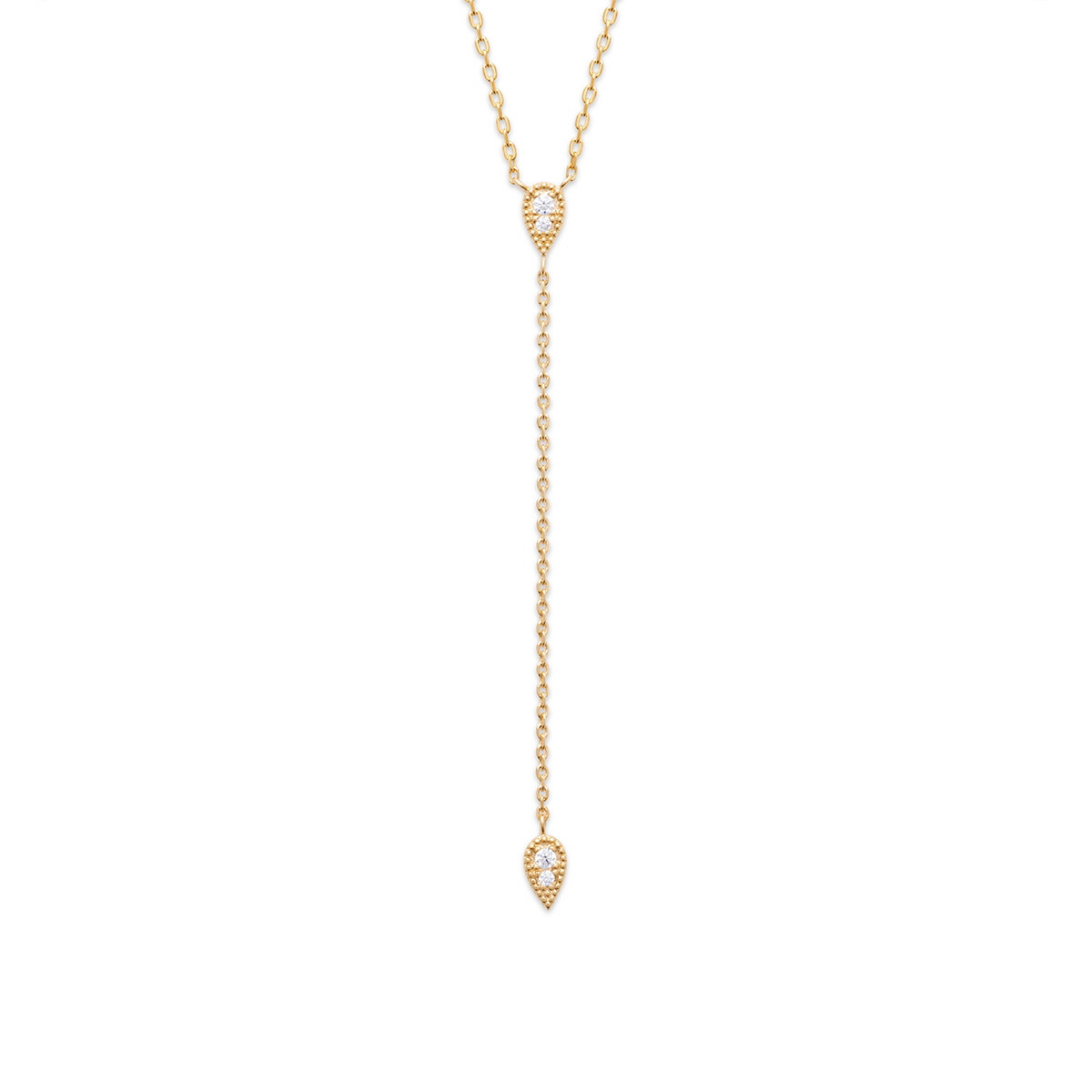 DOUBLE ZIRCONIA TEARDROP NECKLACE
