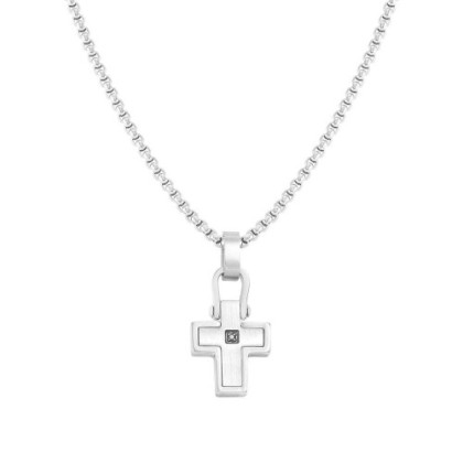 MANVISION NECKLACE WITH CROSS AND STONE PENDANT