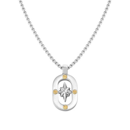 MANVISION COMPASS ROSE NECKLACE IN STAINLESS STEEL