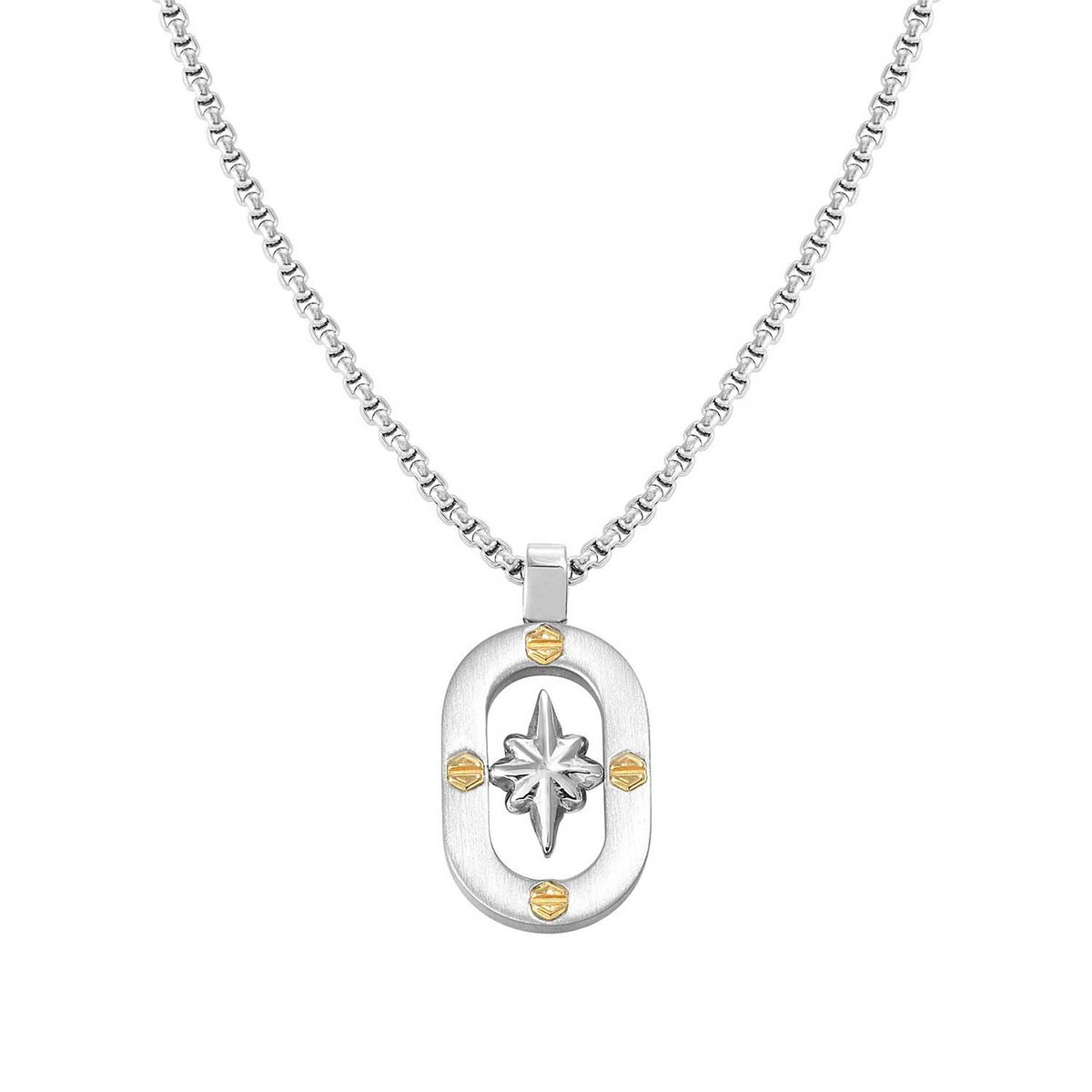 MANVISION COMPASS ROSE NECKLACE IN STAINLESS STEEL