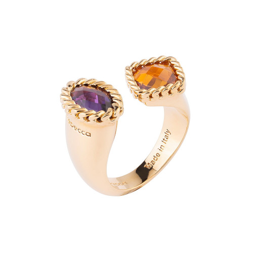 ANILLO COCKTAIL PIEDRAS VIOLETA & MARRÓN
