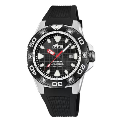 RELOJ LOTUS NEGRO CORREA DE CAUCHO