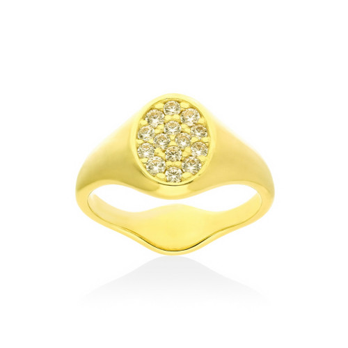 SMALL SIGNET RING IN GOLD-PLATED SILVER