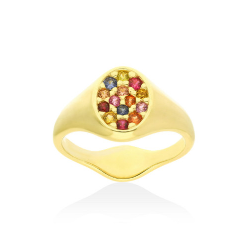 SMALL SIGNET RING IN GOLD-PLATED SILVER
