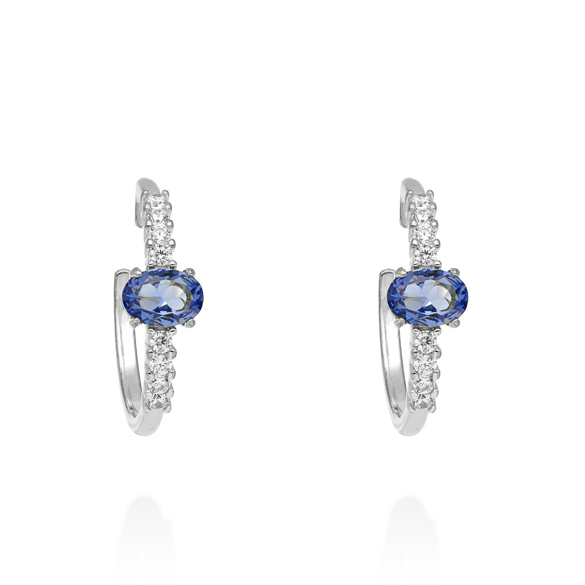 BLUE STONES GALAXY HOOP EARRINGS IN SILVER