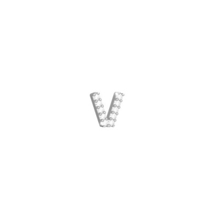 SILVER MYNAME CHARM WITH CRYSTALS LETTER V