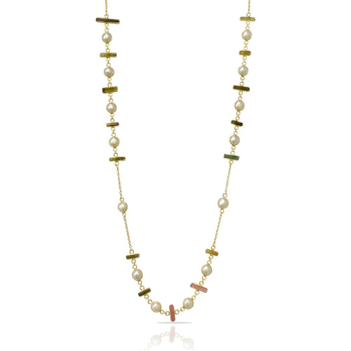 COLLAR DE PERLAS CULTIVADA Y TURMALINAS