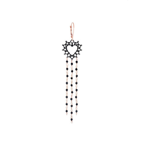 ELIZABETH EARRING WITH PIERCED HEART AND SMALL SPINEL
