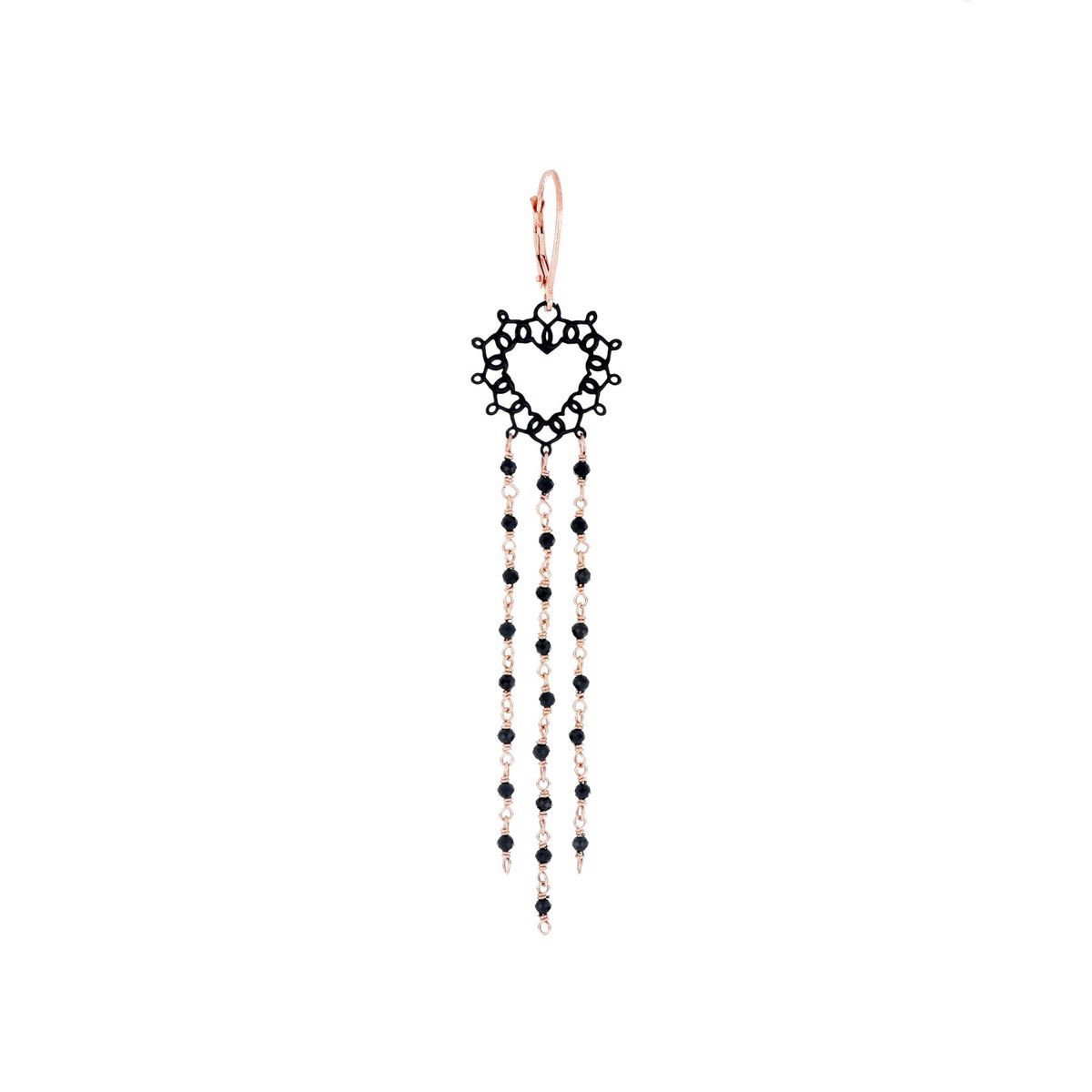 ELIZABETH EARRING WITH PIERCED HEART AND SMALL SPINEL