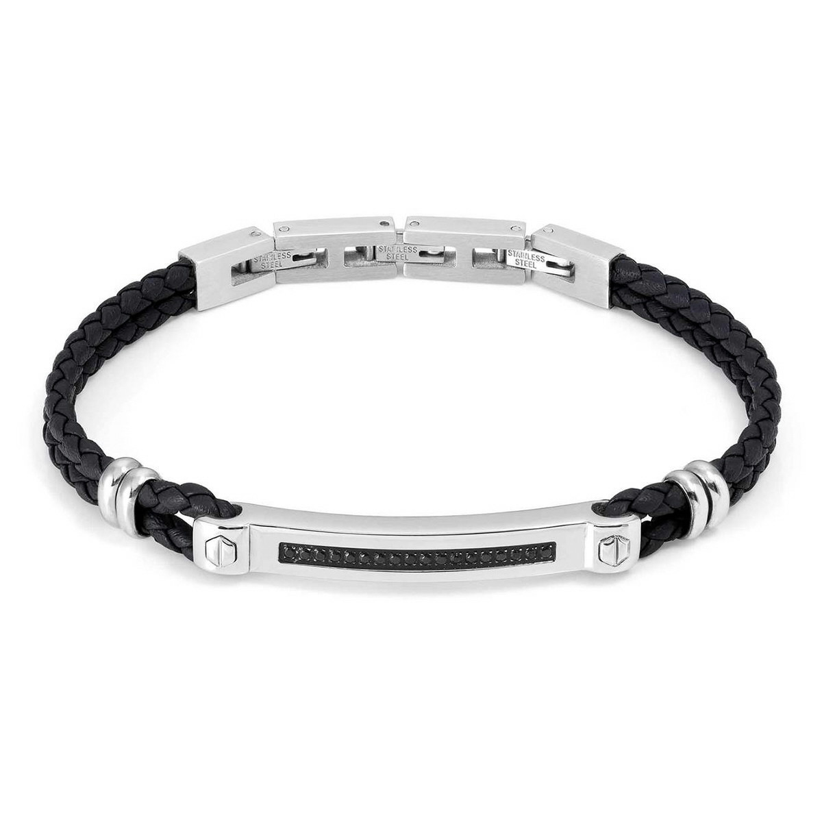 PULSERA MANVISION EN PIEL SINTÉTICA NEGRA