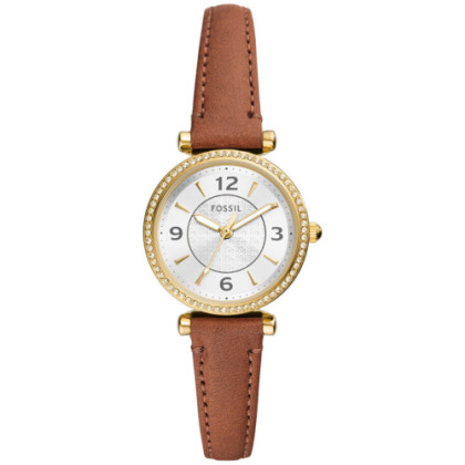 MEDIUM BROWN LEATHER CARLIE WATCH WITH THREE HANDS