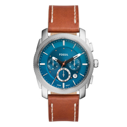 BROWN LEATHER MACHINE WATCH WITH CHRONOGRAPH