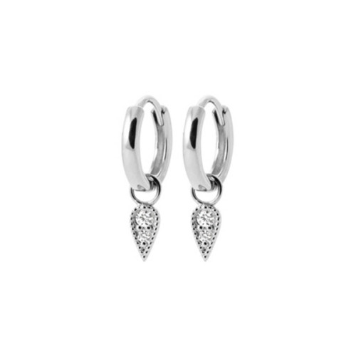 HOOP EARRINGS WITH ZIRCONIA TEAR DROP