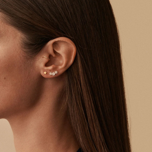 PIERCING MINI TRIOFLOR - CRISTAL / DORADO