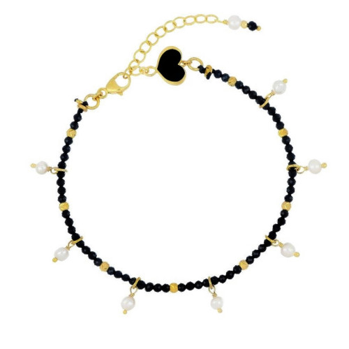 BRACELET WITH SPINELS AND PEARL PENDANTS