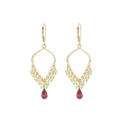 PAR DE PENDIENTES COLGANTES DE PERIDOTO Y GRANATE