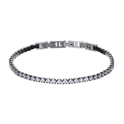 PULSERA DE TENIS DE ACERO INOXIDABLE NEGRO CON CIRCONITAS BLANCAS