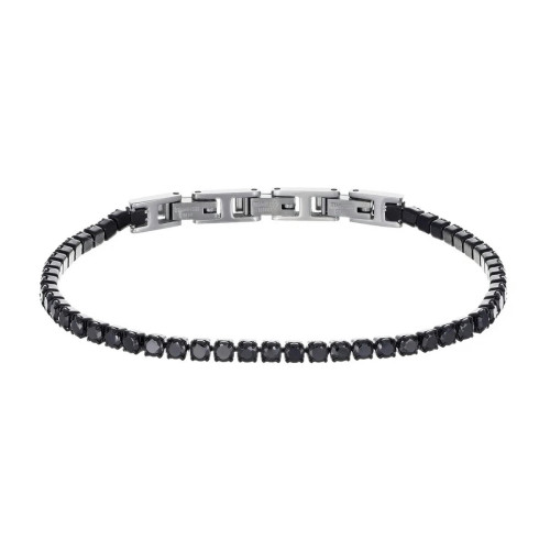 PULSERA DE TENIS DE ACERO INOXIDABLE NEGRO CON CIRCONITAS NEGRAS