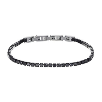 PULSERA DE TENIS DE ACERO INOXIDABLE NEGRO CON CIRCONITAS NEGRAS