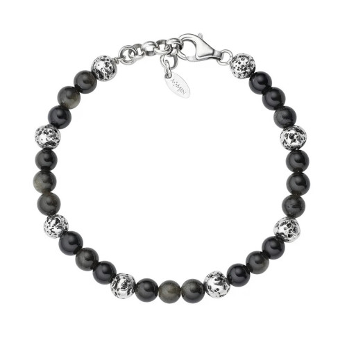 PULSERA DE PIEDRA DE LAVA Y OJO DE TIGRE NEGRO