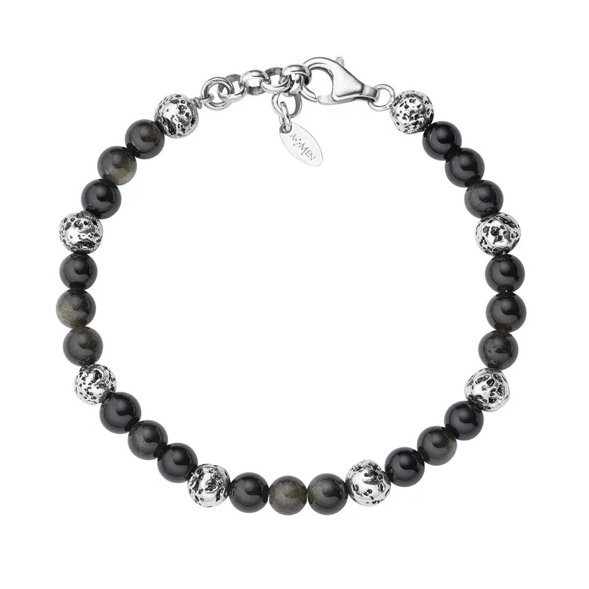 PULSERA DE PIEDRA DE LAVA Y OJO DE TIGRE NEGRO