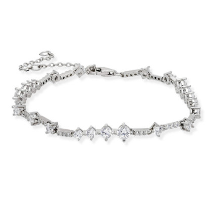 CLAUDIA BRACELET IN RHODIUM SILVER AND WHITE ZIRCONS