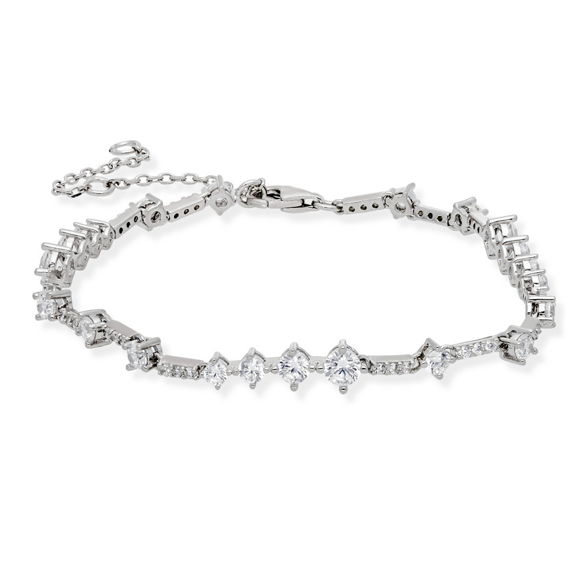 PULSERA CLAUDIA DE PLATA RODIO Y CIRCONITAS BLANCAS