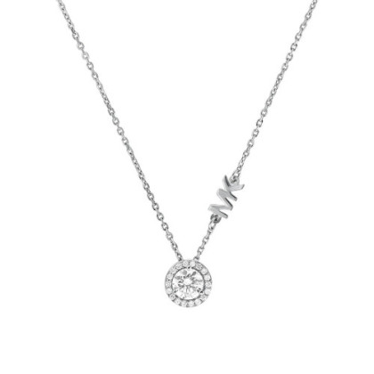MICHAEL KORS NECKLACE IN RHODIUM PLATED SILVER WITH ZIRCONIA AND LOGO DETAIL
