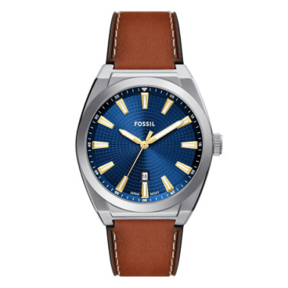 EVERETT LEATHER WATCH IN BROWN COLOUR WITH THREE HANDS AND DATE