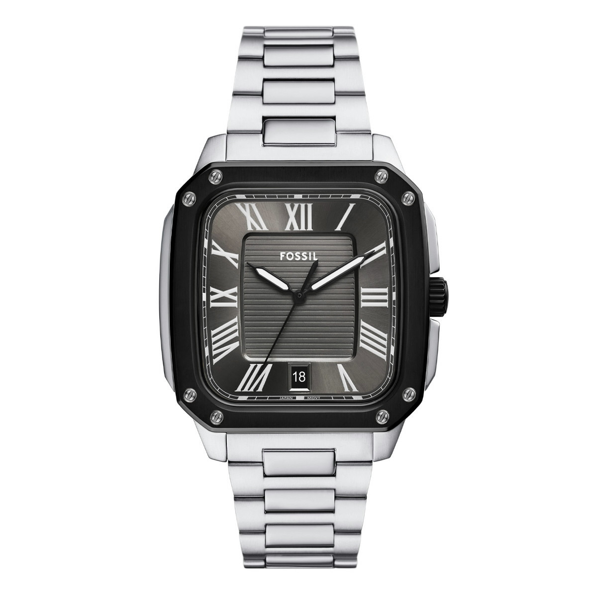 CROSBY STAINLESS STEEL WATCH WITH THREE HANDS AND DATE