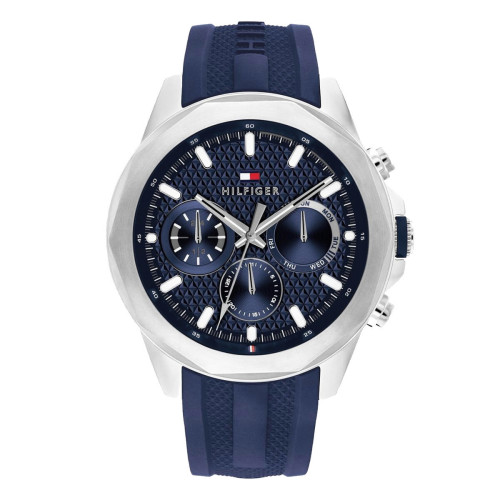 LARS SILVER PLATED AND BLUE MULTIFUNCTION MEN'S WATCH