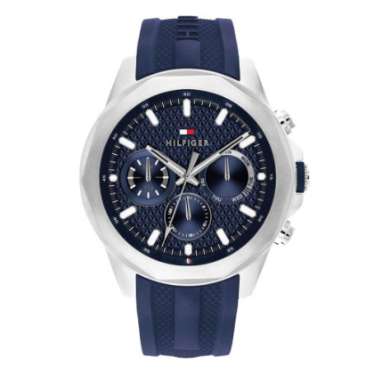 LARS SILVER PLATED AND BLUE MULTIFUNCTION MEN'S WATCH