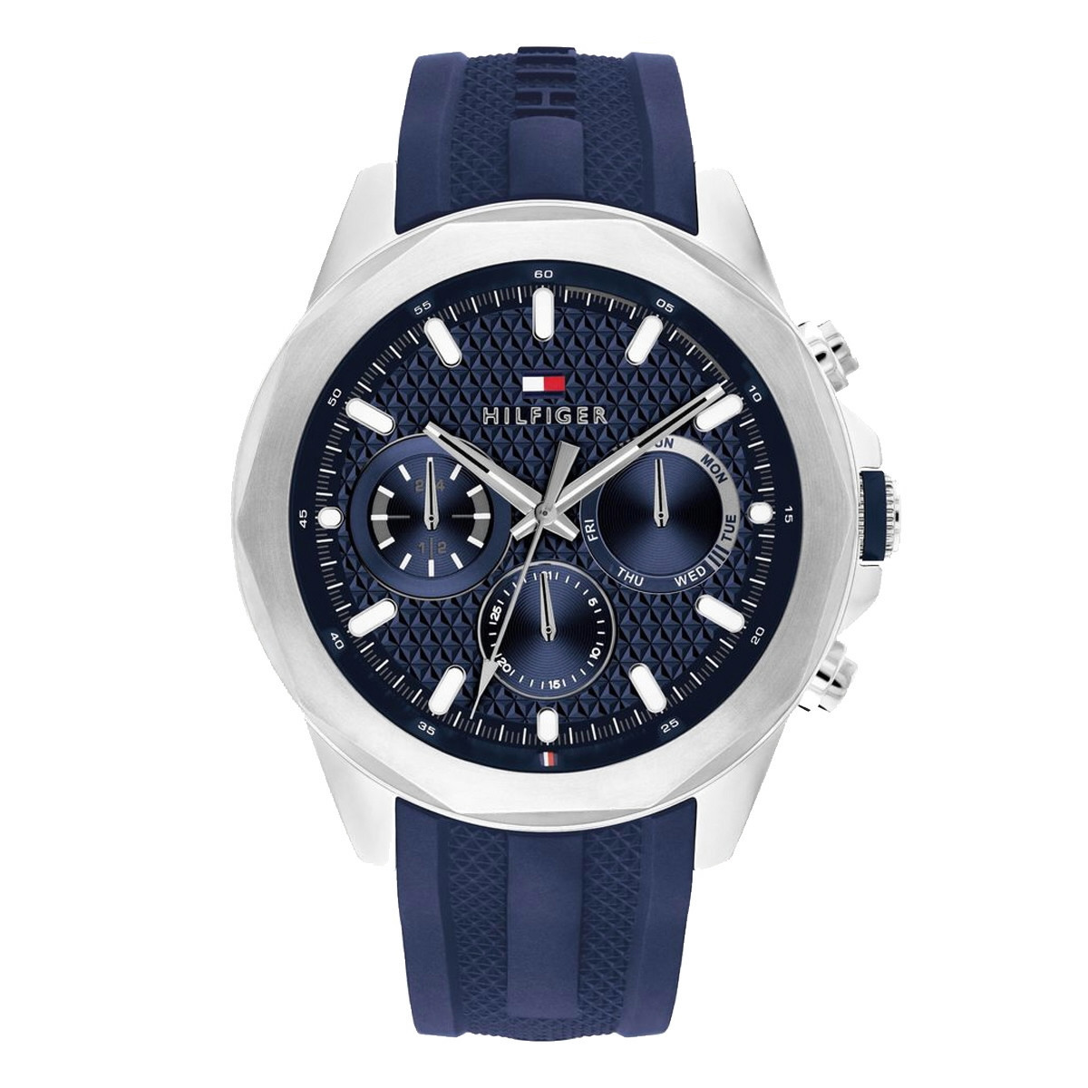 LARS SILVER PLATED AND BLUE MULTIFUNCTION MEN'S WATCH