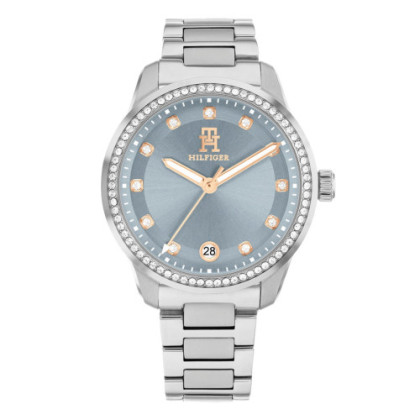 TH85 CRYSTALS SILVER AND BLUE ANALOG WATCH