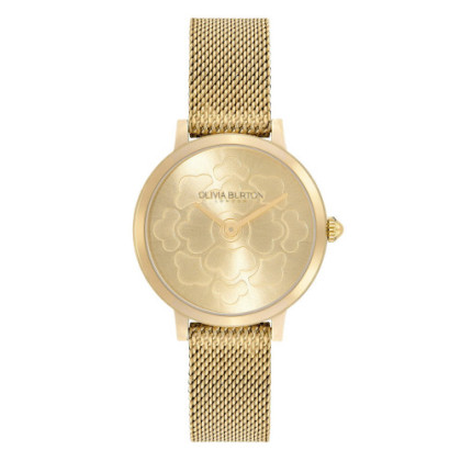 SIGNATURE 28MM FLORAL ULTRA SLIM GOLD MESH WATCH
