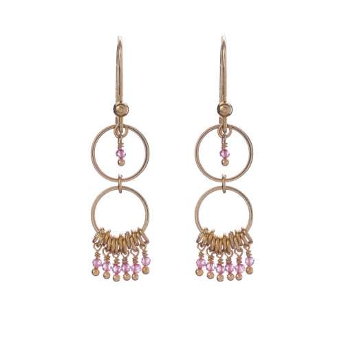 EARRINGS DOUBLE GARNET CIRCLE AL1625