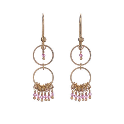 PENDIENTES DOBLE CÍRCULO GRANATE AL1625