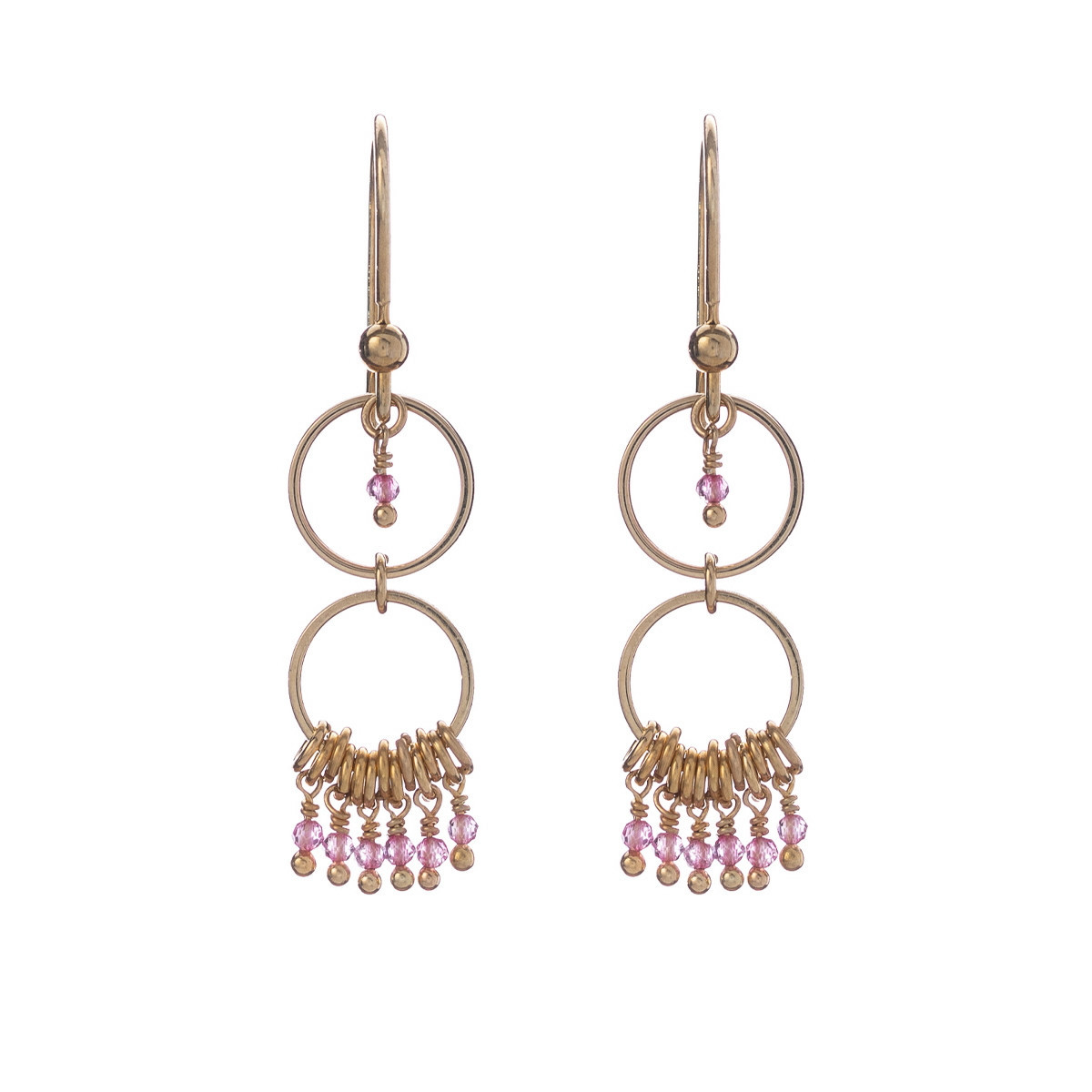 EARRINGS DOUBLE GARNET CIRCLE AL1625