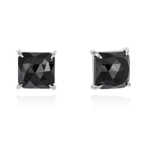 BLACK MADRAS EARRINGS IN SILVER