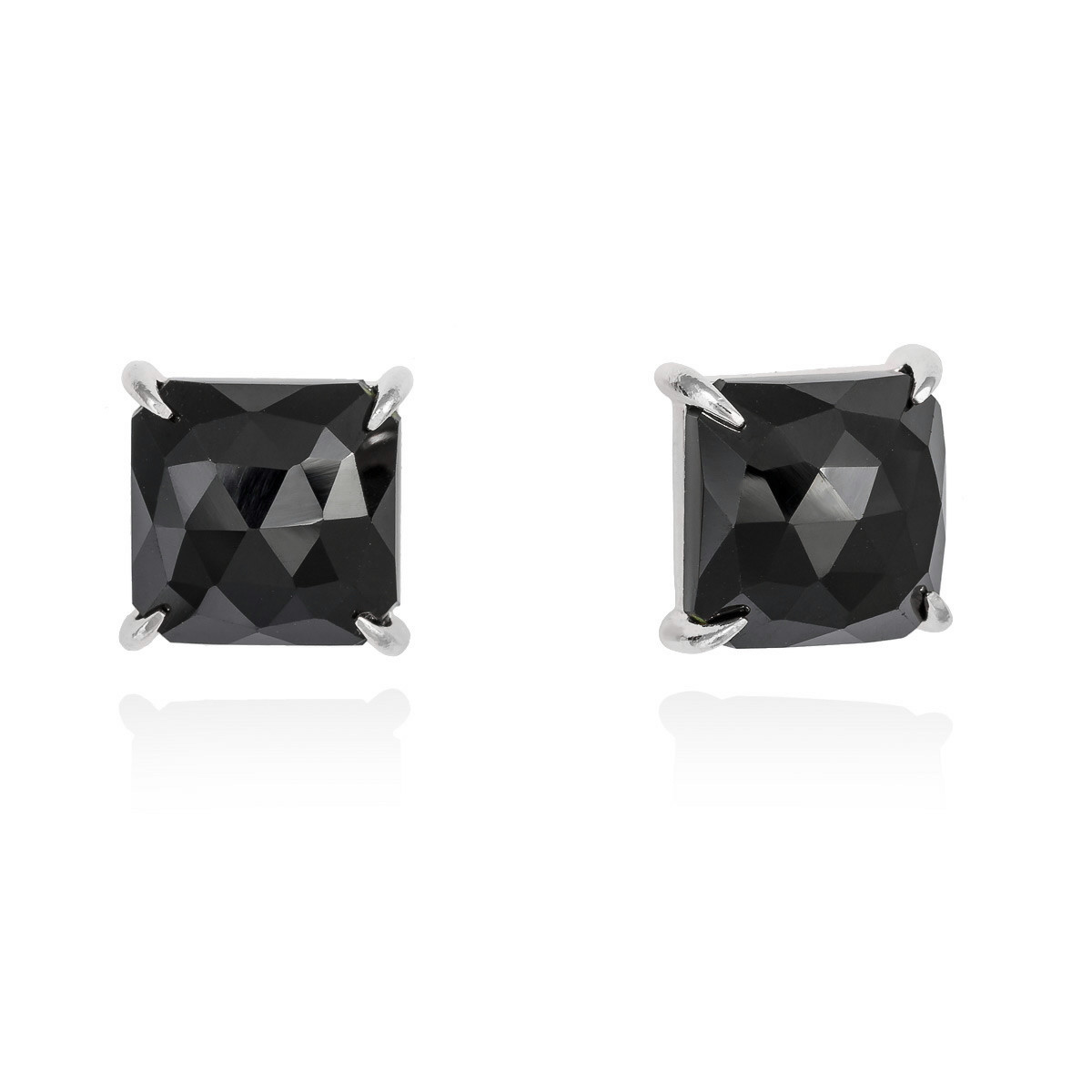 BLACK MADRAS EARRINGS IN SILVER