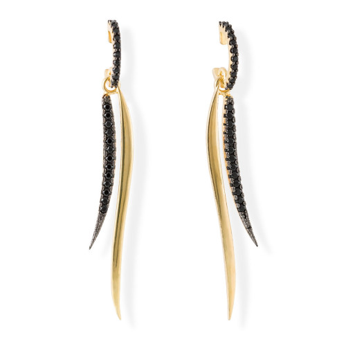 SILVER EARRINGS WITH BLACK SPINEL