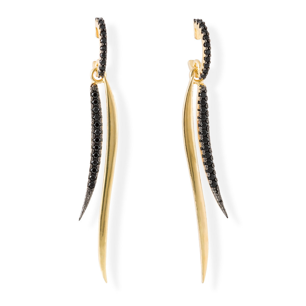 SILVER EARRINGS WITH BLACK SPINEL