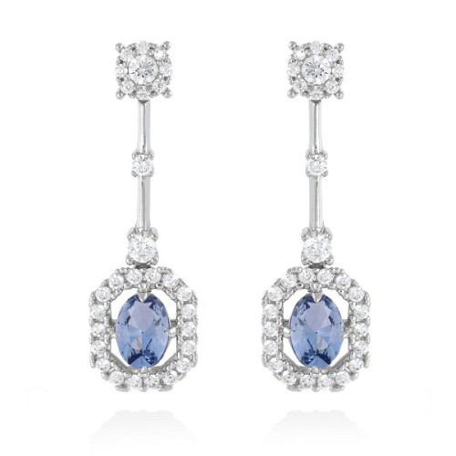 PENDIENTES DE PLATA DESMONTABLE CON GEMA COLOR