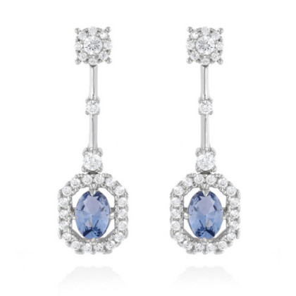 DETACHABLE SILVER EARRINGS WITH COLOURED GEMSTONES