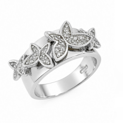 ANILLO MARIPOSAS DE PLATA RODIADA CON CIRCONITAS