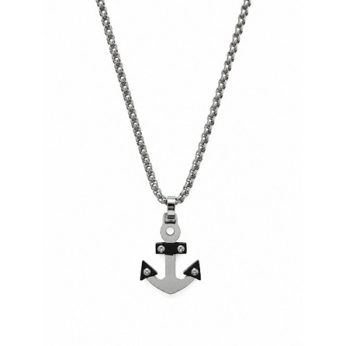 MEN'S TWO-TONE STEEL ANCHOR NECKLACE