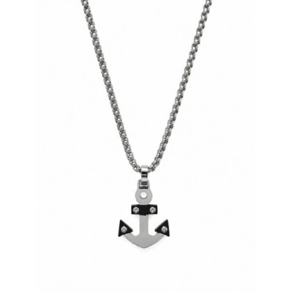 COLLAR HOMBRE ANCLA DE ACERO BICOLOR